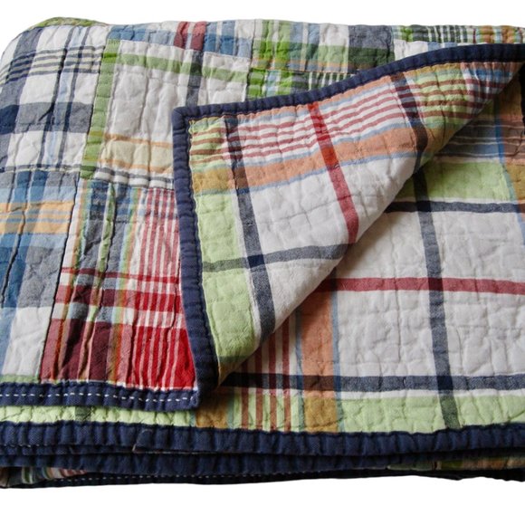 Pottery Barn Bedding Pottery Barn Madras Plaid Patchwork Twin Quilt
